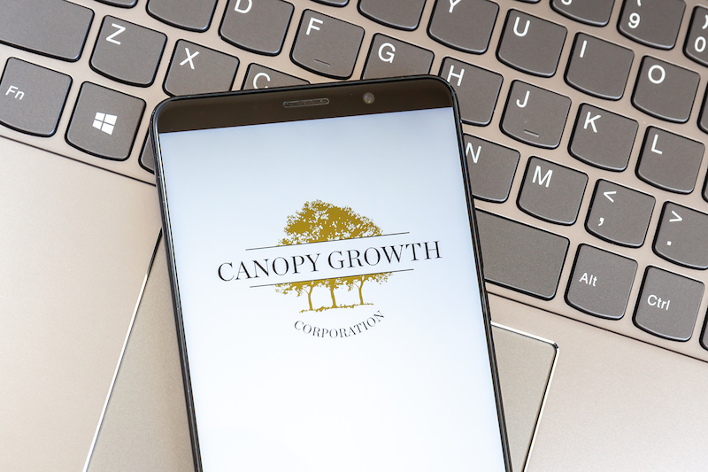 Cellphone with Canopy Growth logo